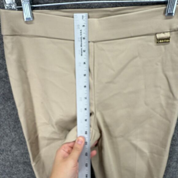Calvin Klein Pants Women S Small Beige Mid Rise Flat Front Pull On Skinny Cotton - Picture 4 of 8